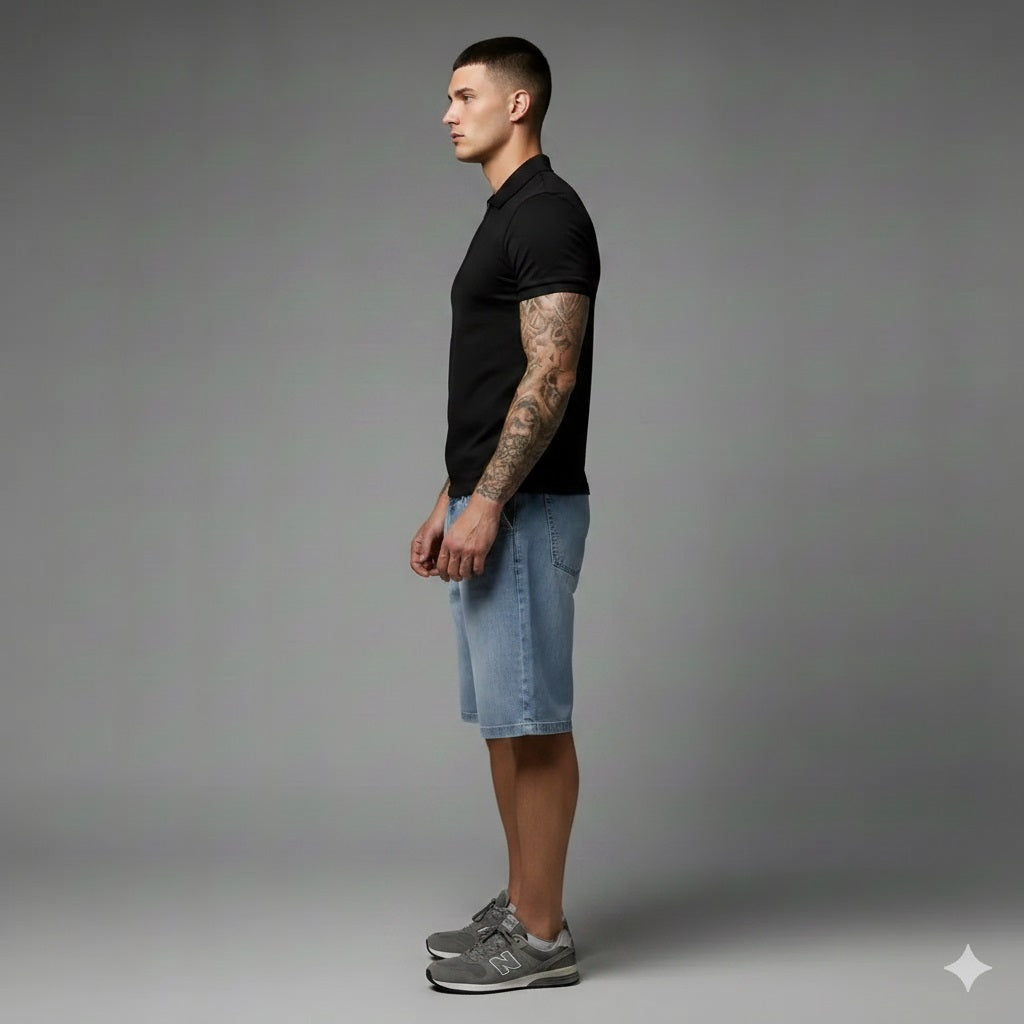 Men Ice Washed Denim Shorts Technology