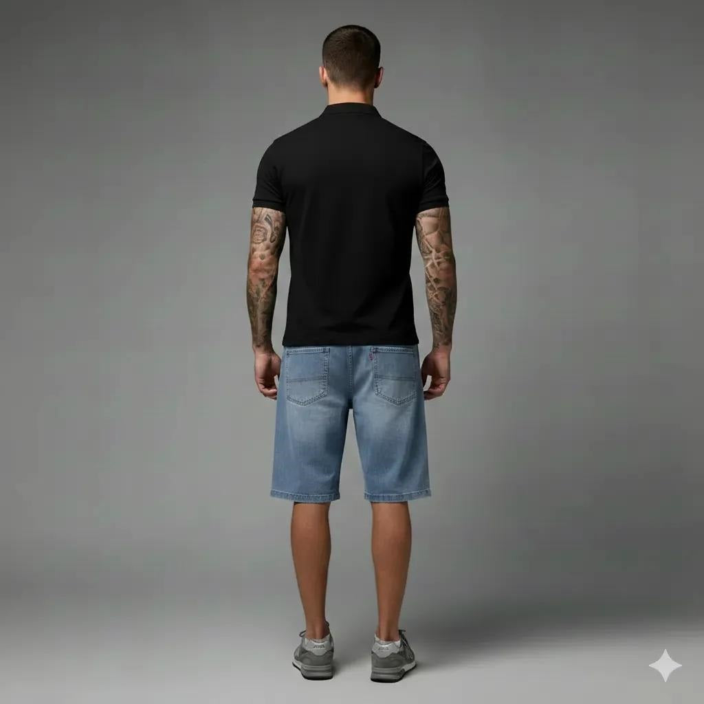 Men Ice Washed Denim Shorts Technology