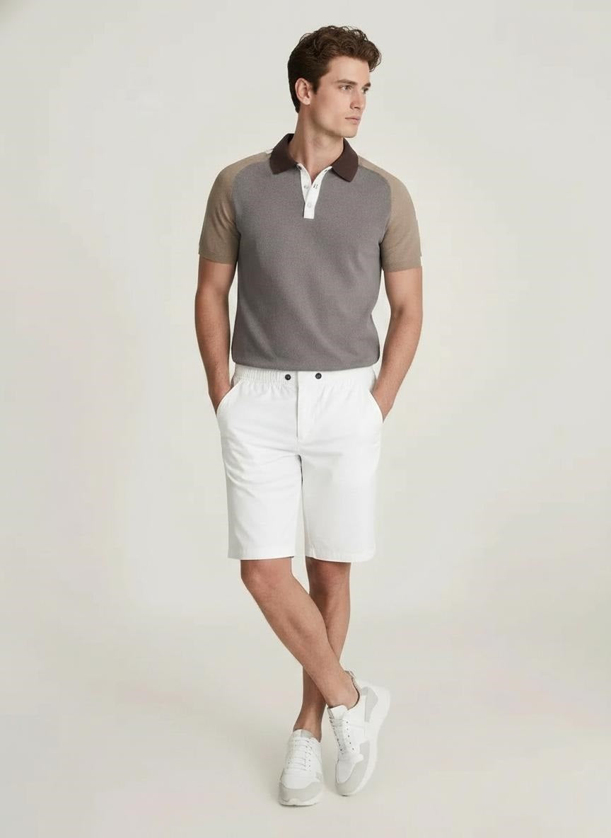Men White Solid Shorts