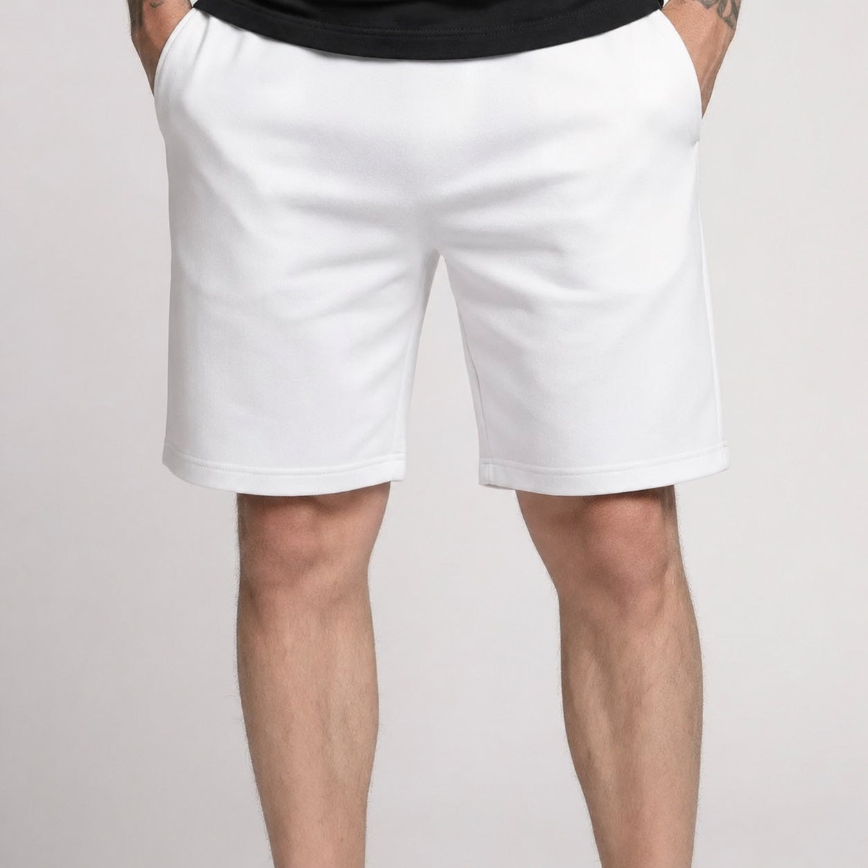 Men White Sold Shorts