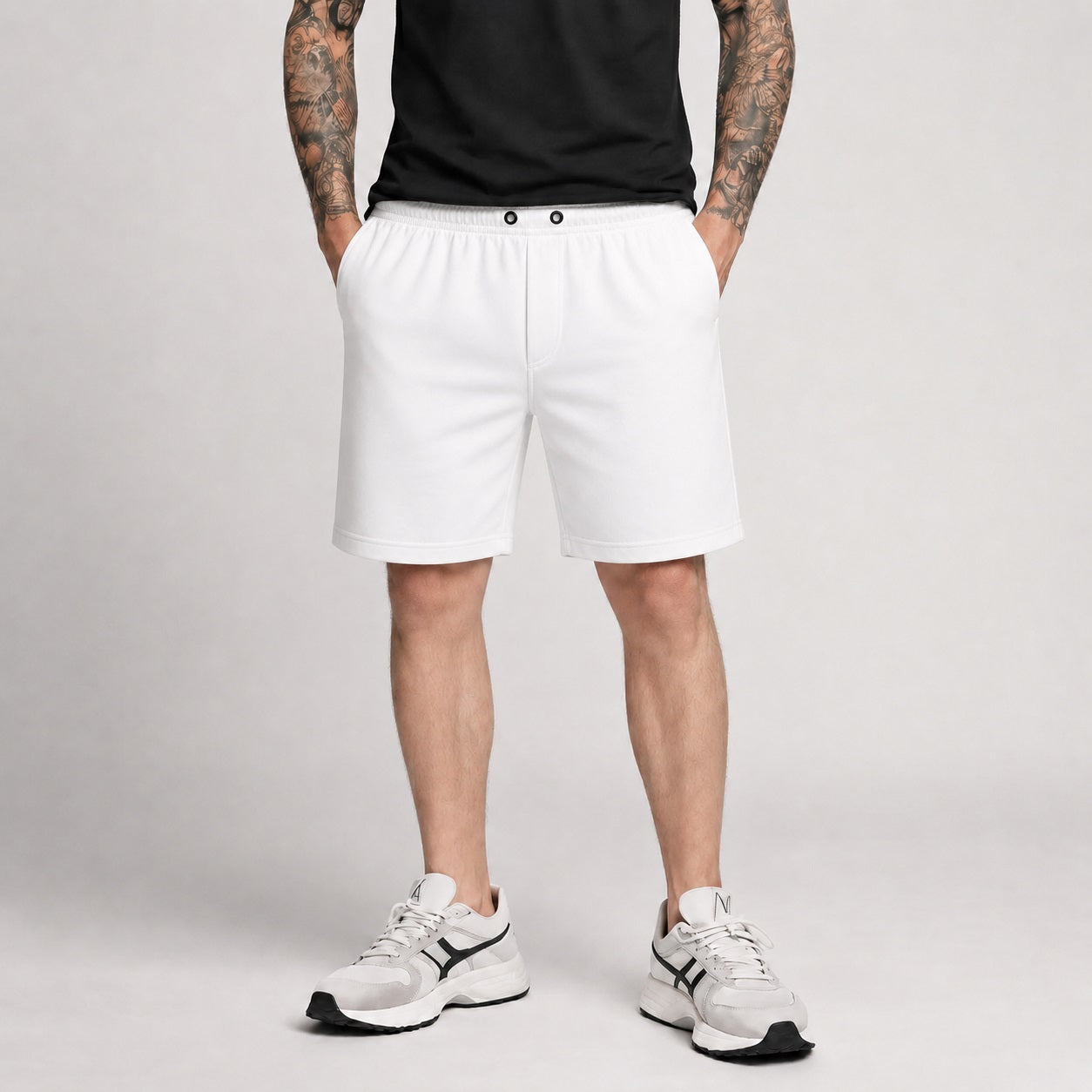 Men White Sold Shorts