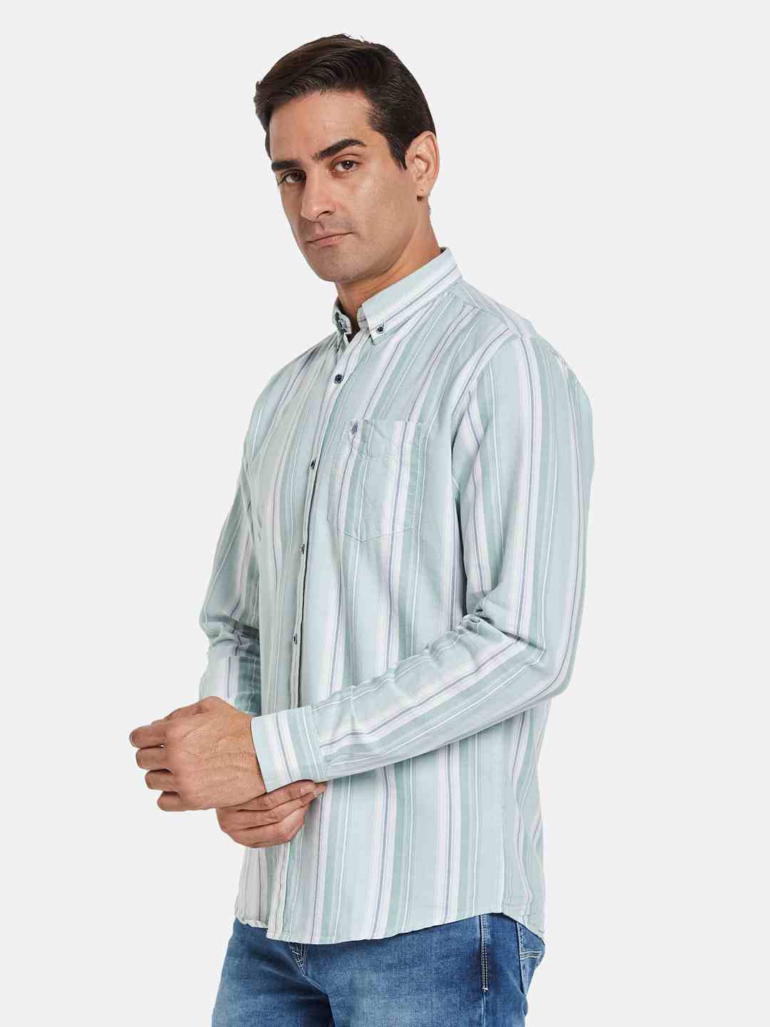 METTLE Men Multi Stripes Striped Casual Shirt