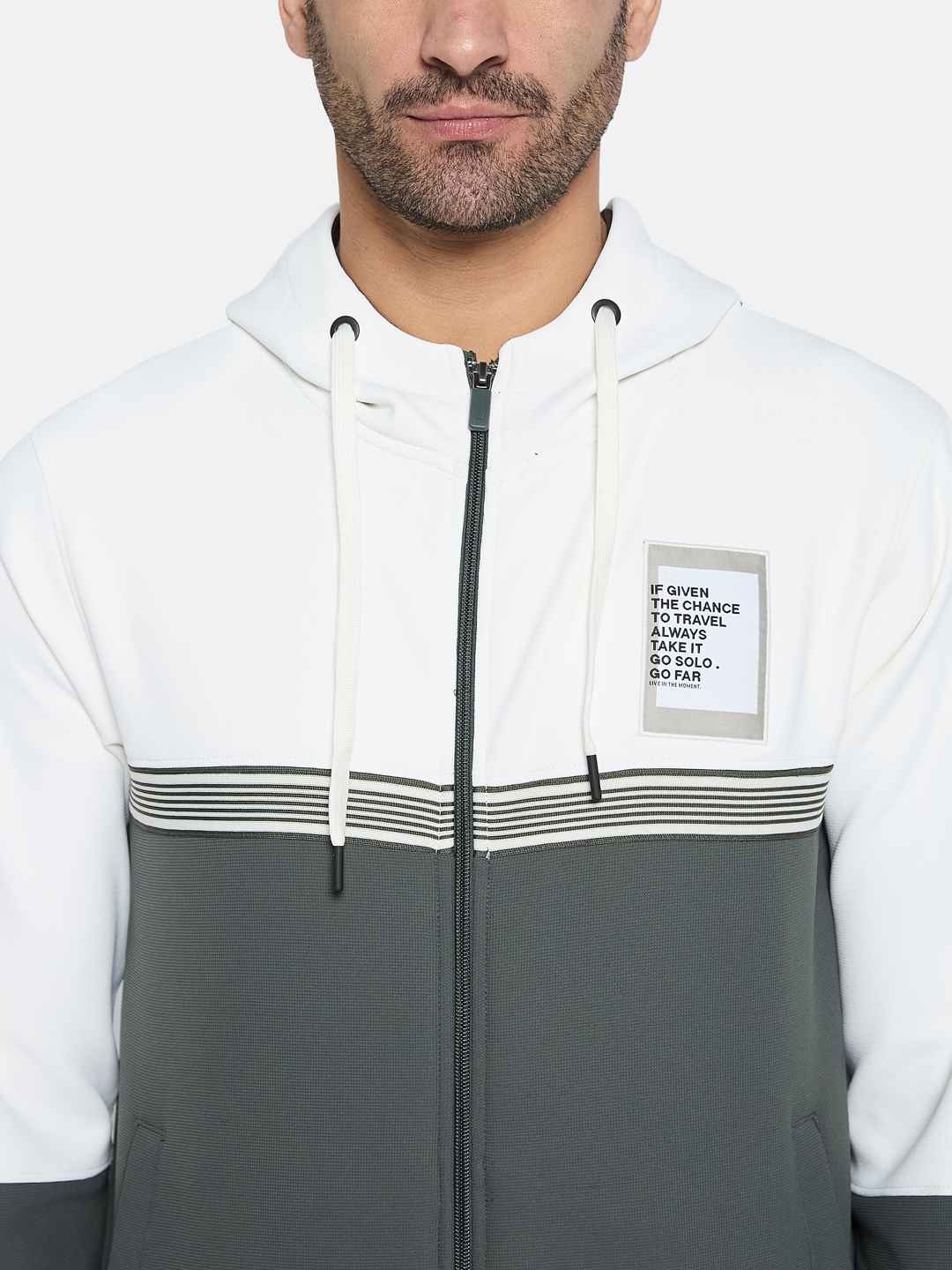 Octave Men Colourblocked Front-Open Sweatshirt
