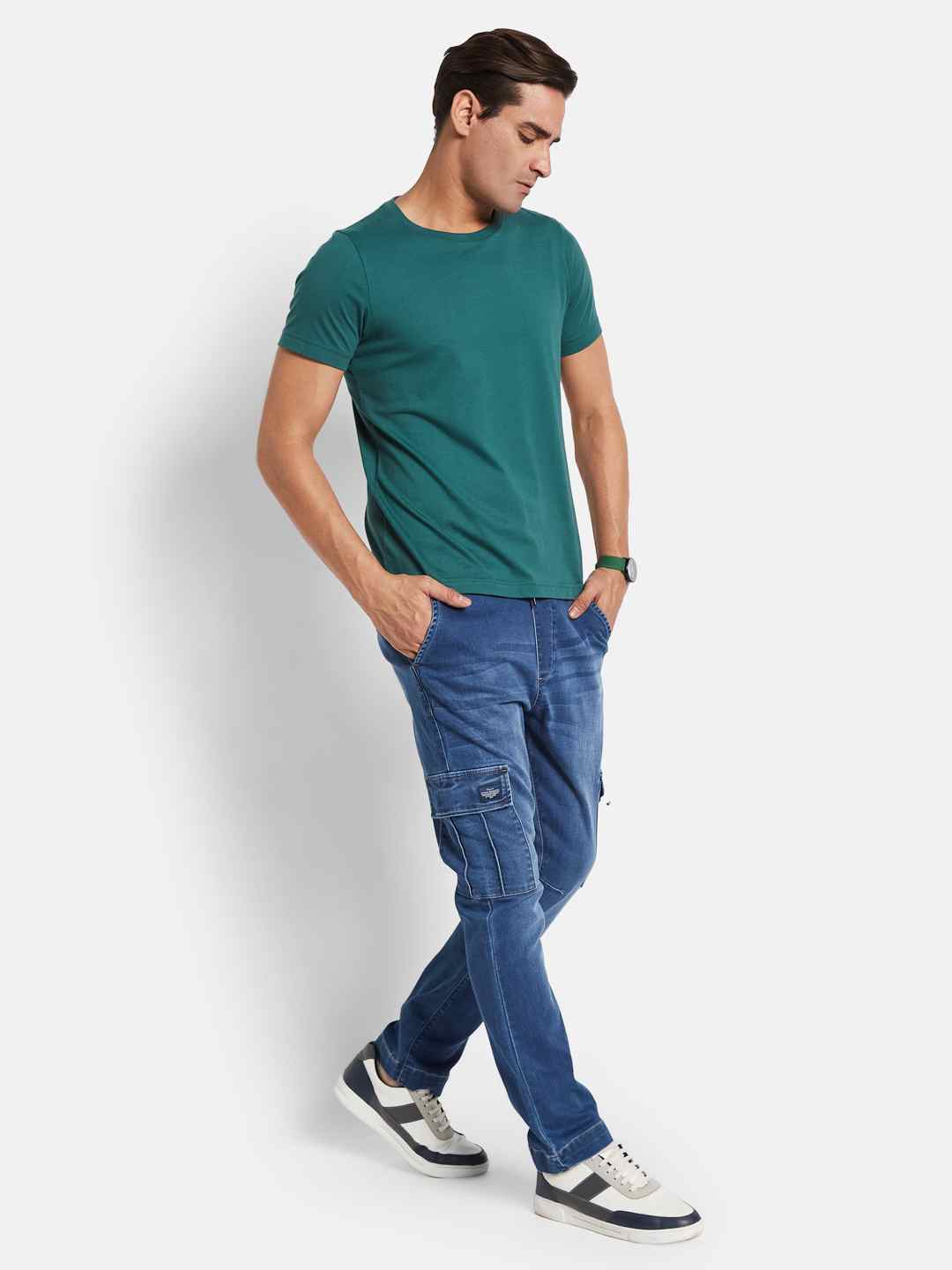 Octave Men Mildly Distressed Light Fade Stretchable Jeans