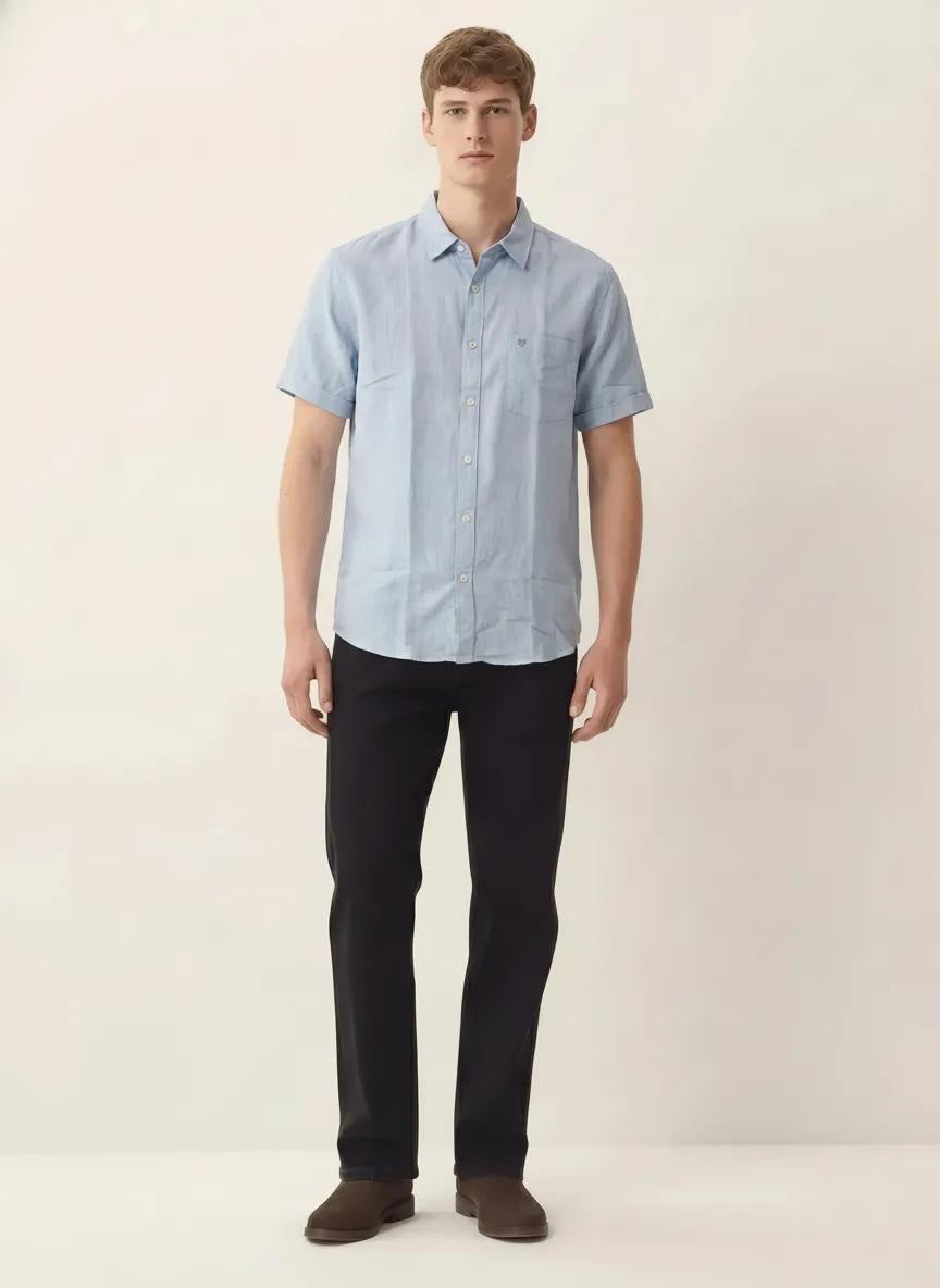 Men Sky Blue Solid Casual Shirt