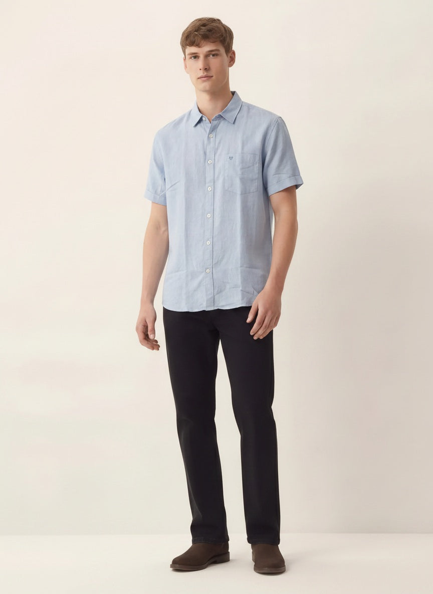 Men Sky Blue Solid Casual Shirt