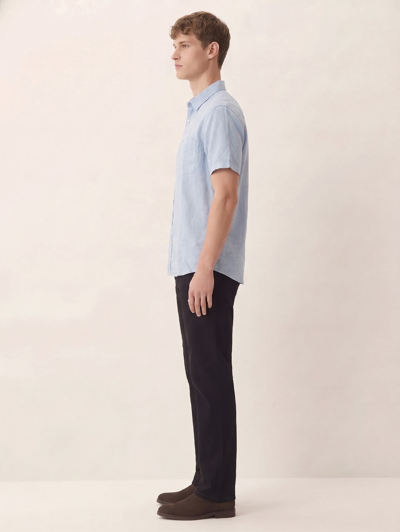 Men Sky Blue Solid Casual Shirt