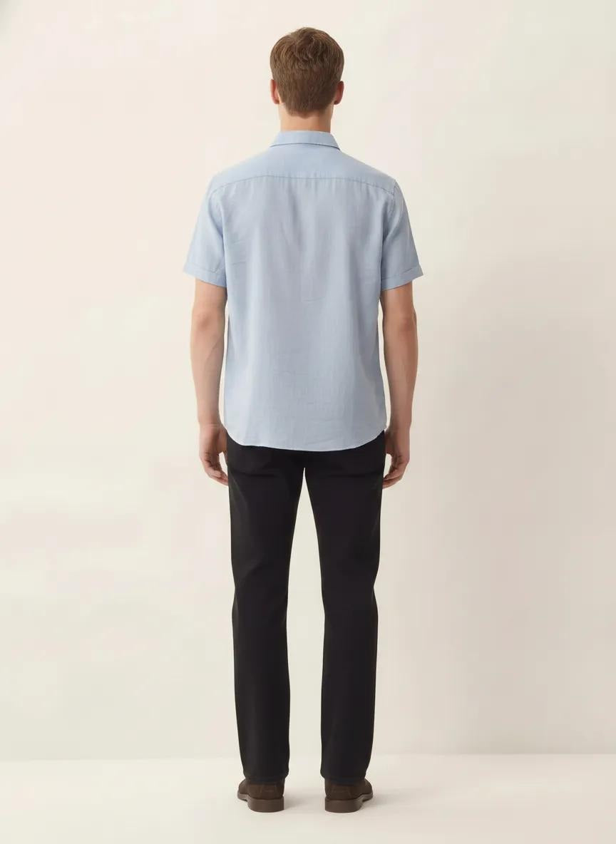 Men Sky Blue Solid Casual Shirt