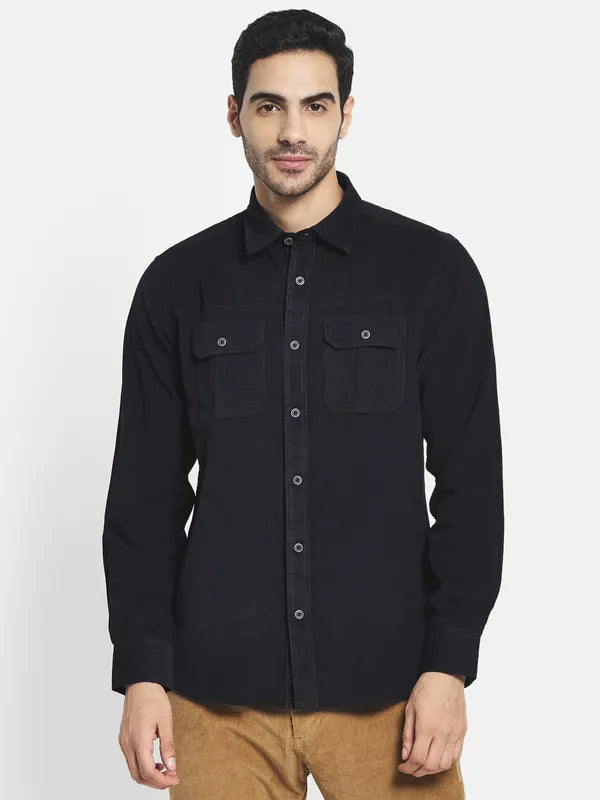 Men Navy Blue Casual Shirt