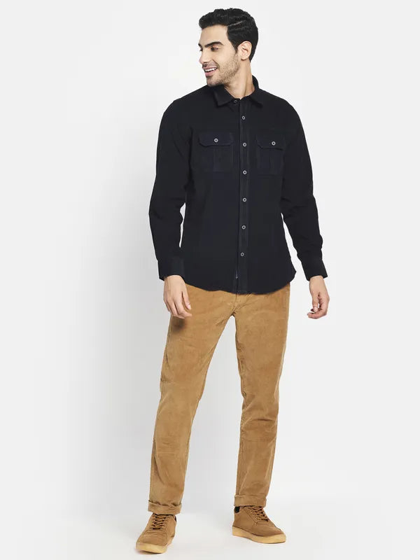 Men Navy Blue Casual Shirt