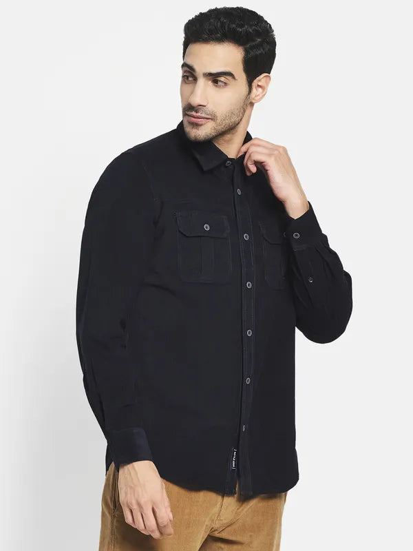 Men Navy Blue Casual Shirt