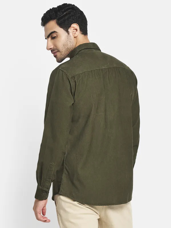 Men Olive Green Casual Shirt