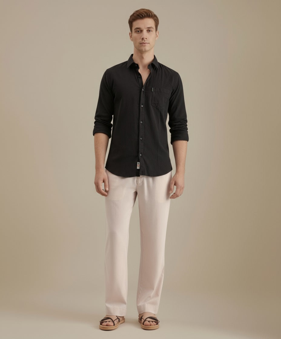 Mettle Men Casual Solid Polo Neck Shirt