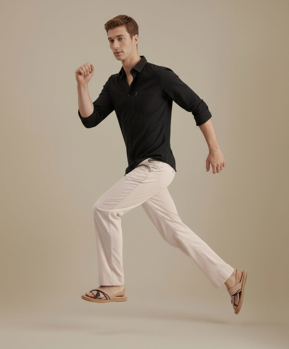 Mettle Men Casual Solid Polo Neck Shirt