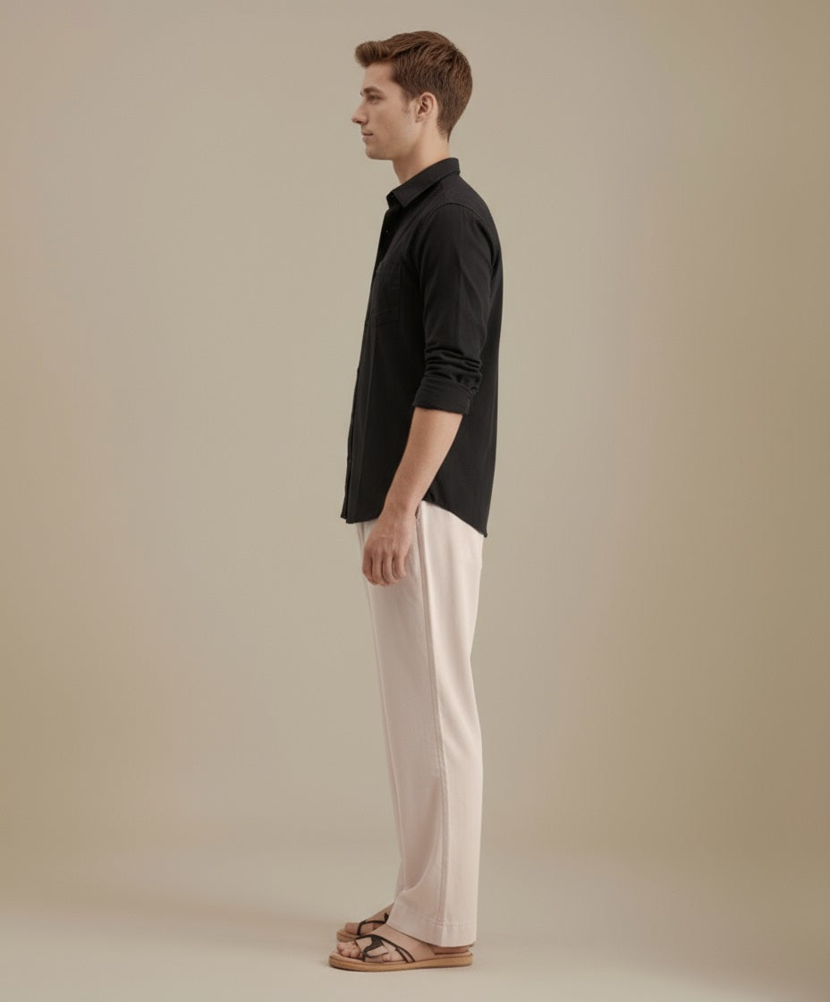 Mettle Men Casual Solid Polo Neck Shirt