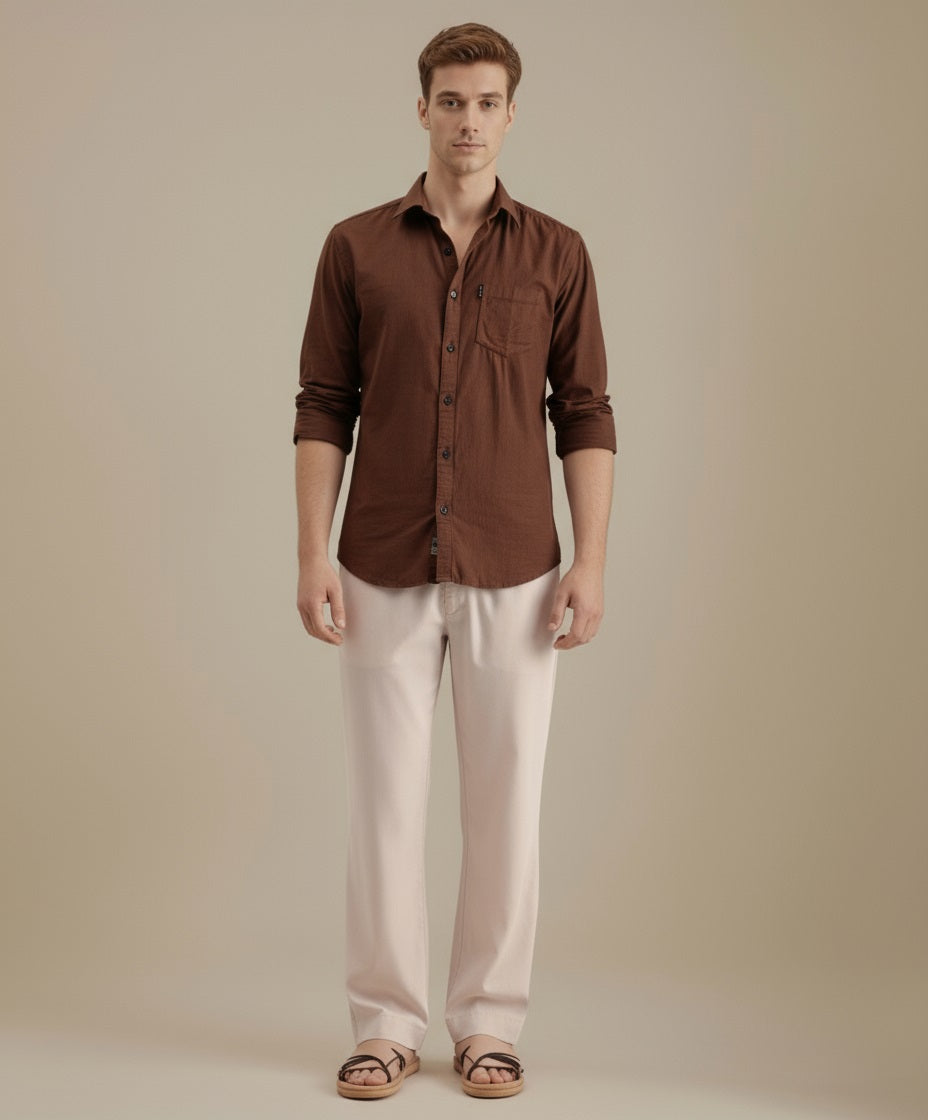 Mettle Men Casual Solid Polo Neck Shirt