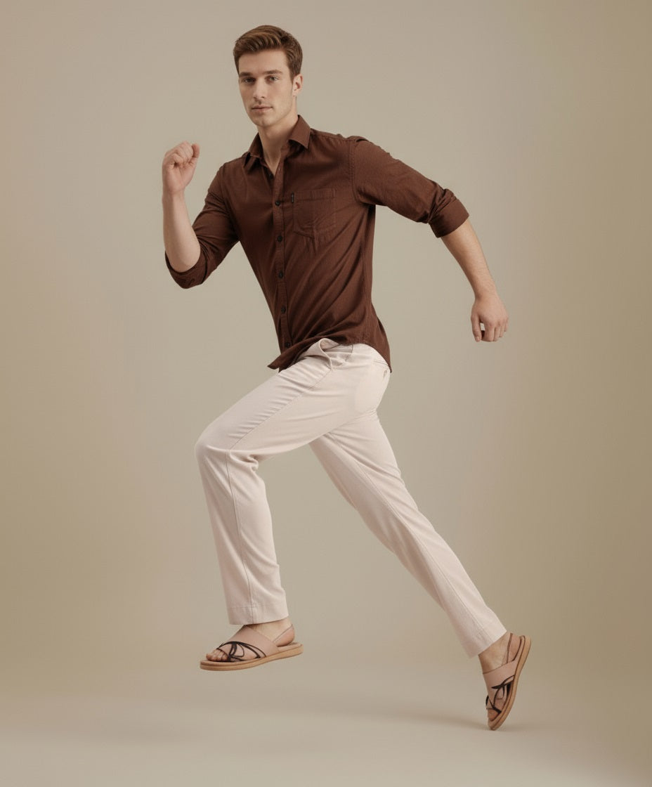 Mettle Men Casual Solid Polo Neck Shirt