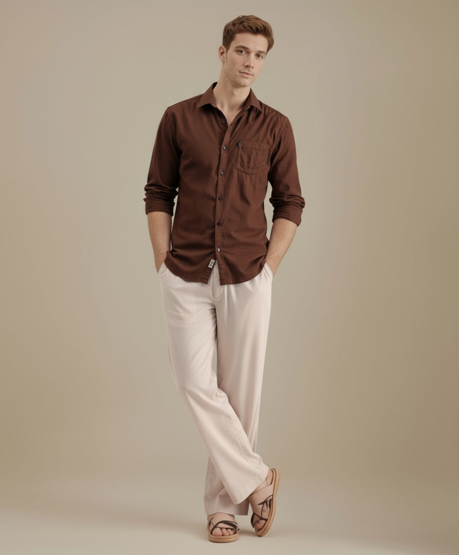 Mettle Men Casual Solid Polo Neck Shirt