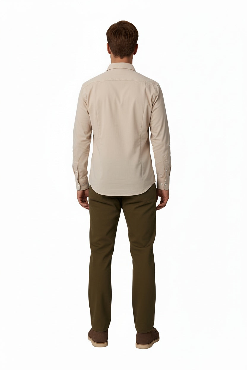 Men Solid Polo Neck Casual Shirt