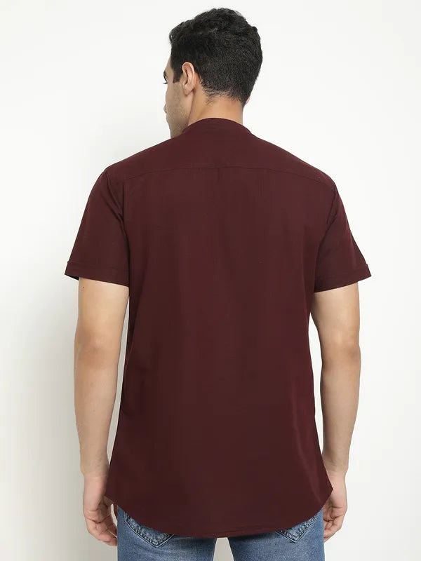 Mettle Men Maroon Opaque Casual Shirt