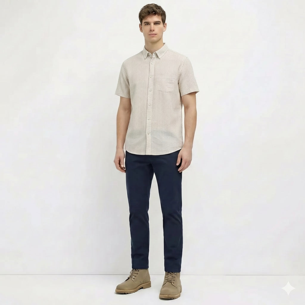 Men Natural Striped Casual Shirt