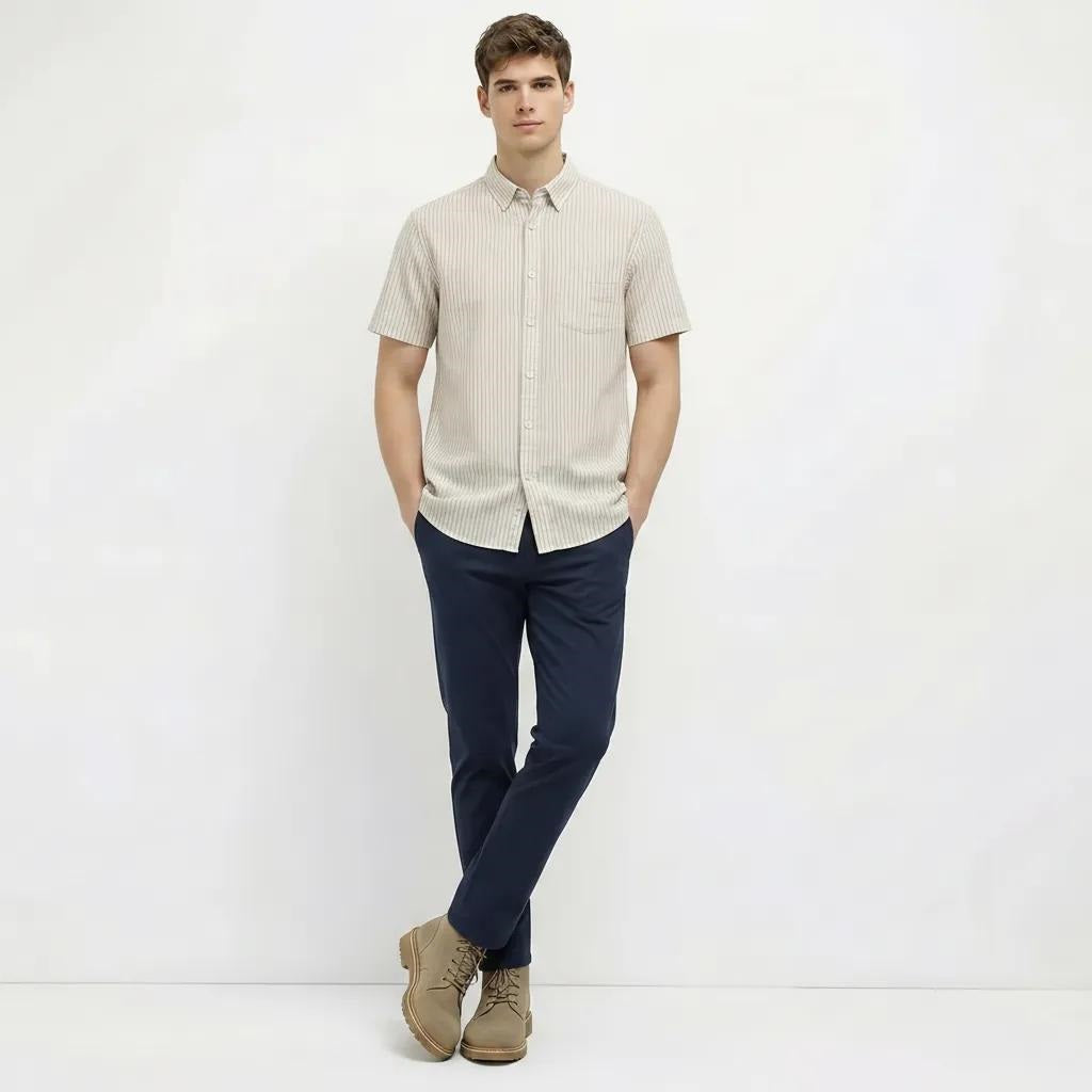 Men Natural Striped Casual Shirt