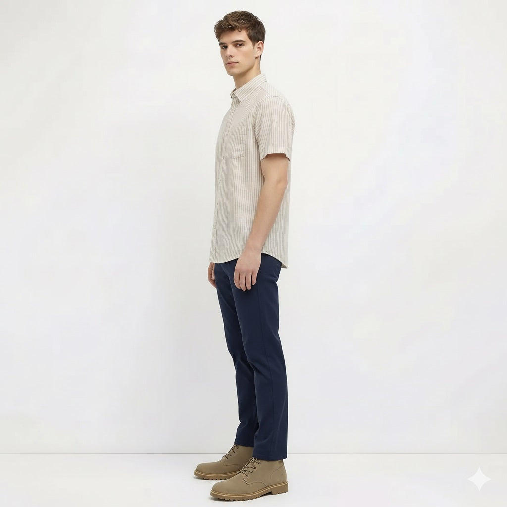 Men Natural Striped Casual Shirt