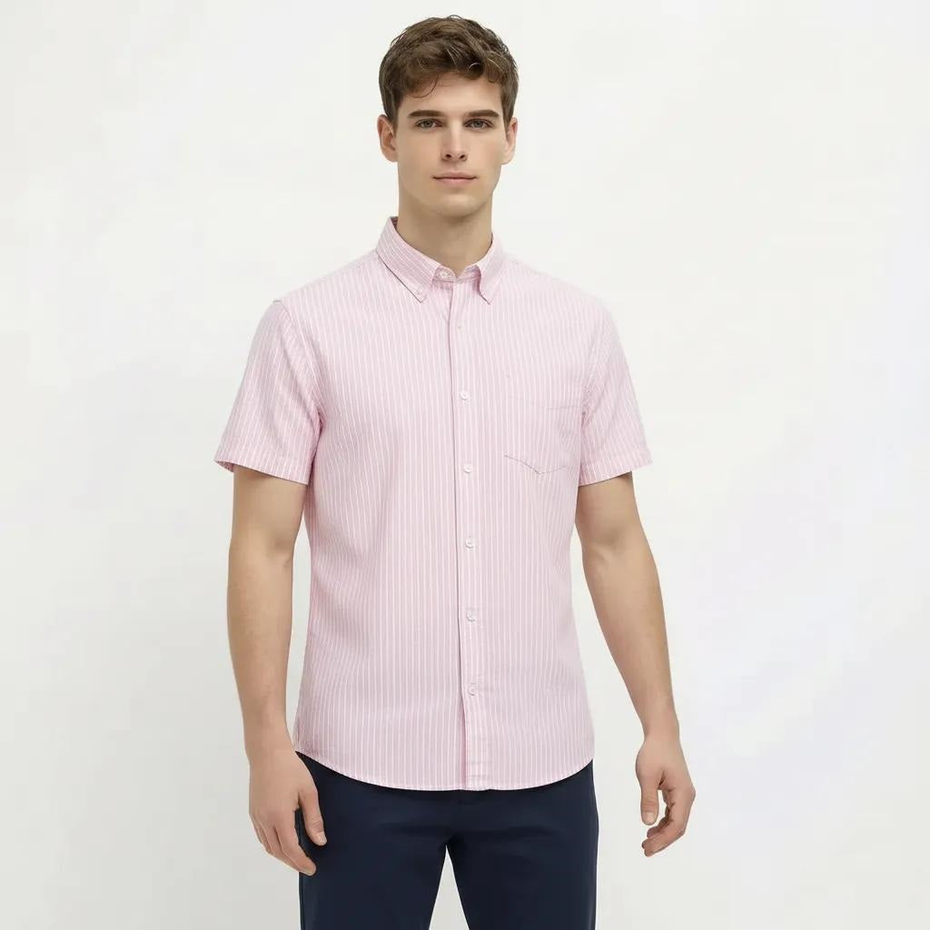 Men Pink Striped Casual Shirt