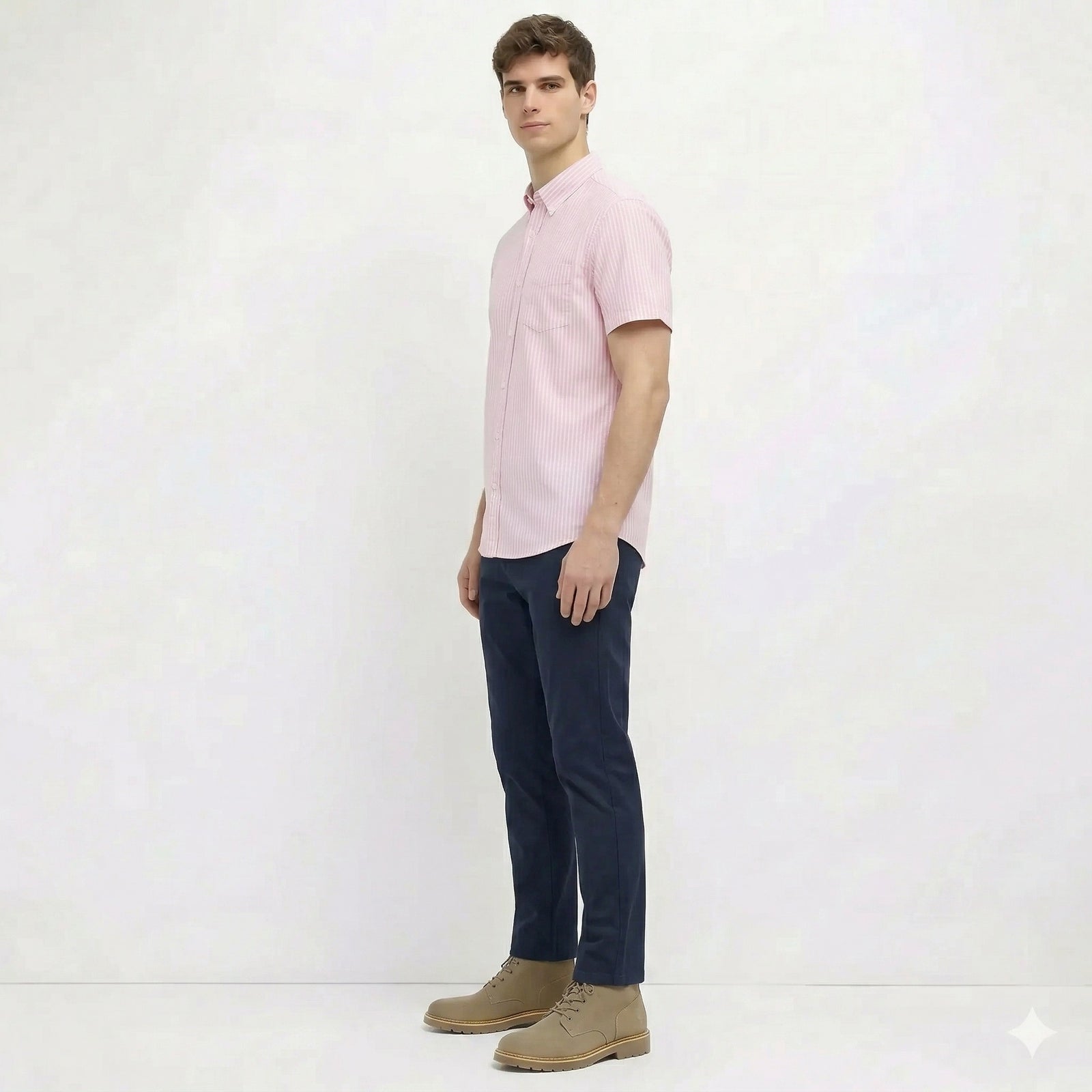 Men Pink Striped Casual Shirt