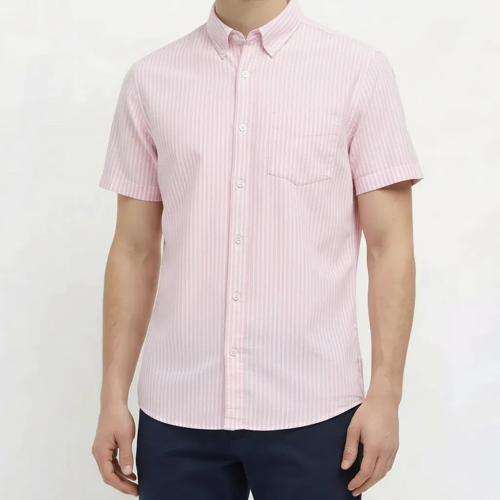 Men Pink Striped Casual Shirt