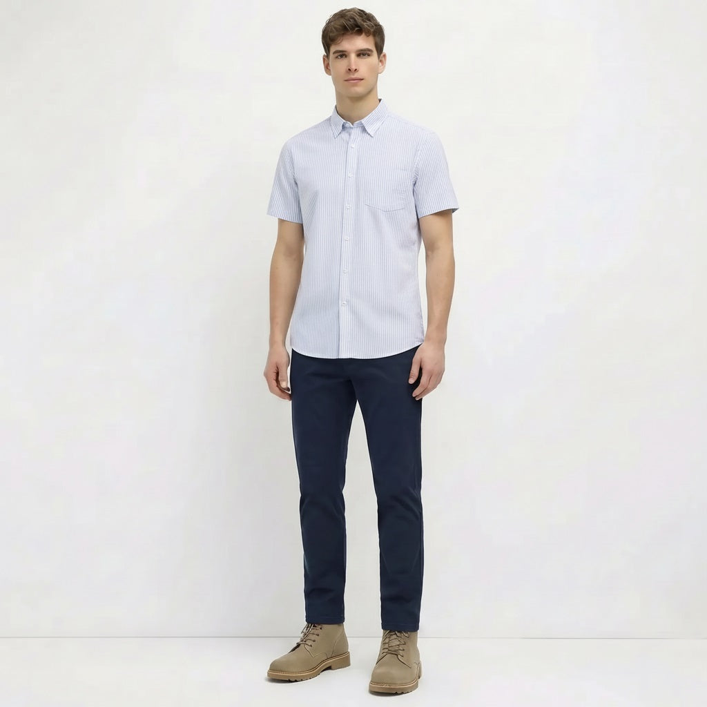 Men Sky Striped Casual Shirt