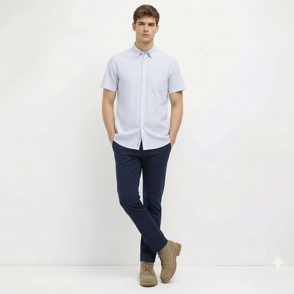 Men Sky Striped Casual Shirt