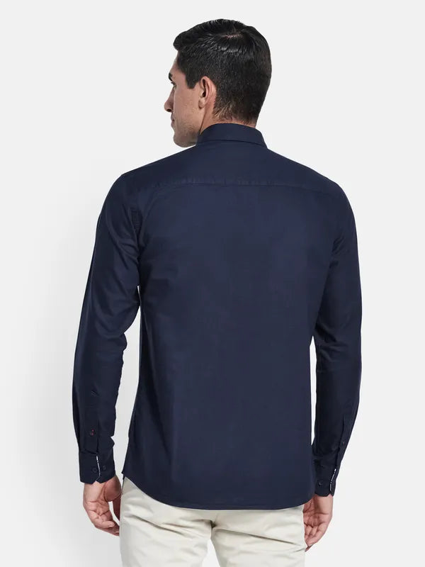 Men Navy Blue Casual Shirt