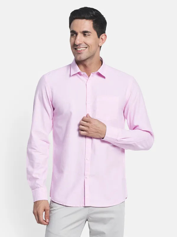 Men Pink Cotton Casual Shirt