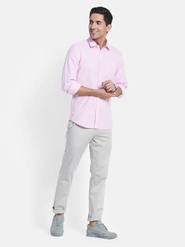 Men Pink Cotton Casual Shirt