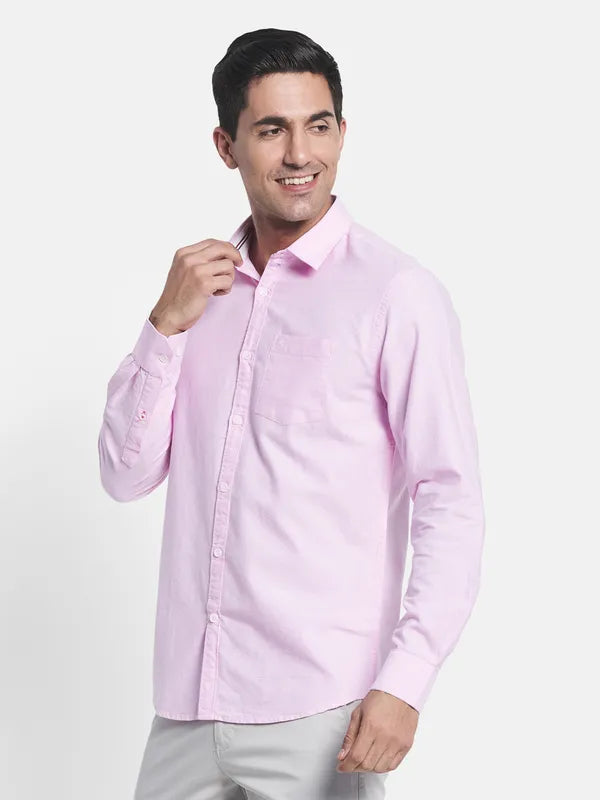 Men Pink Cotton Casual Shirt