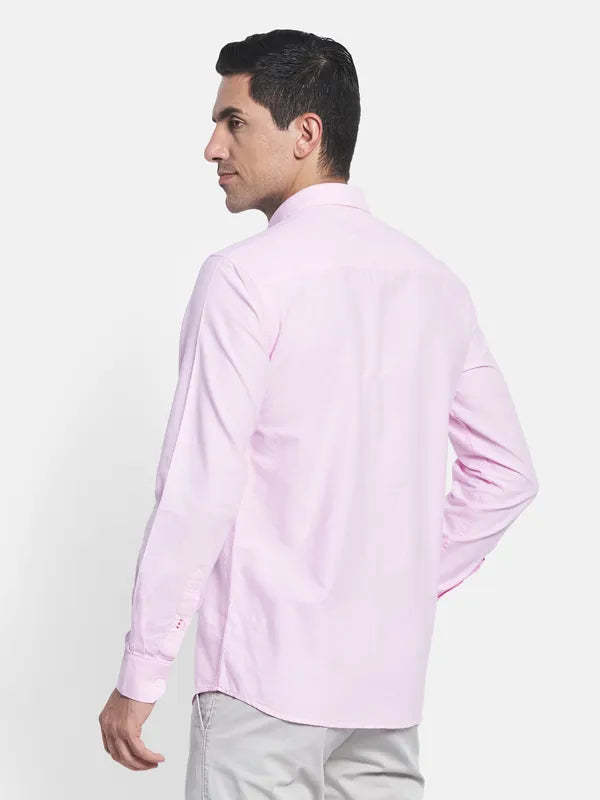 Men Pink Cotton Casual Shirt