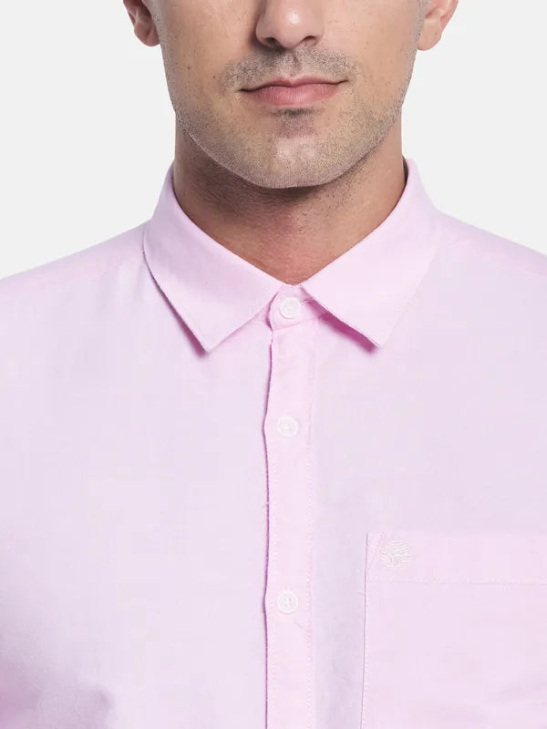 Men Pink Cotton Casual Shirt