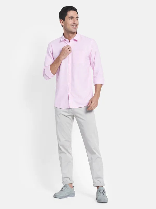 Men Pink Cotton Casual Shirt