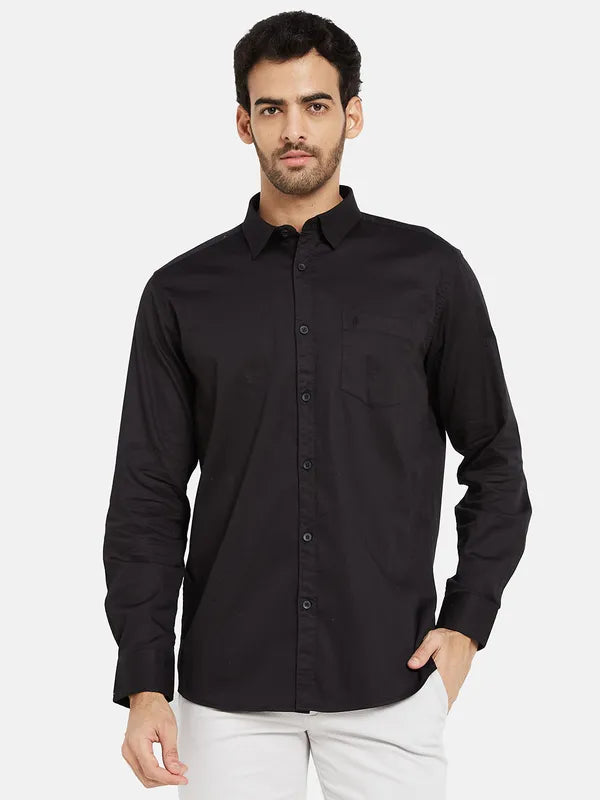 Mettle Men Black Opaque Casual Shirt