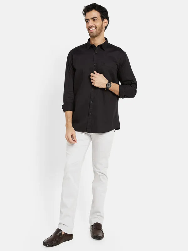 Mettle Men Black Opaque Casual Shirt