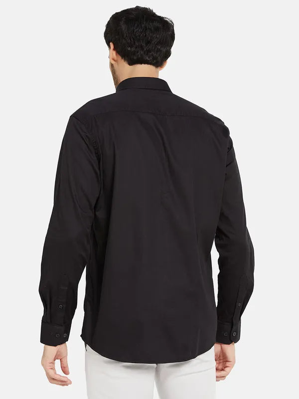 Mettle Men Black Opaque Casual Shirt