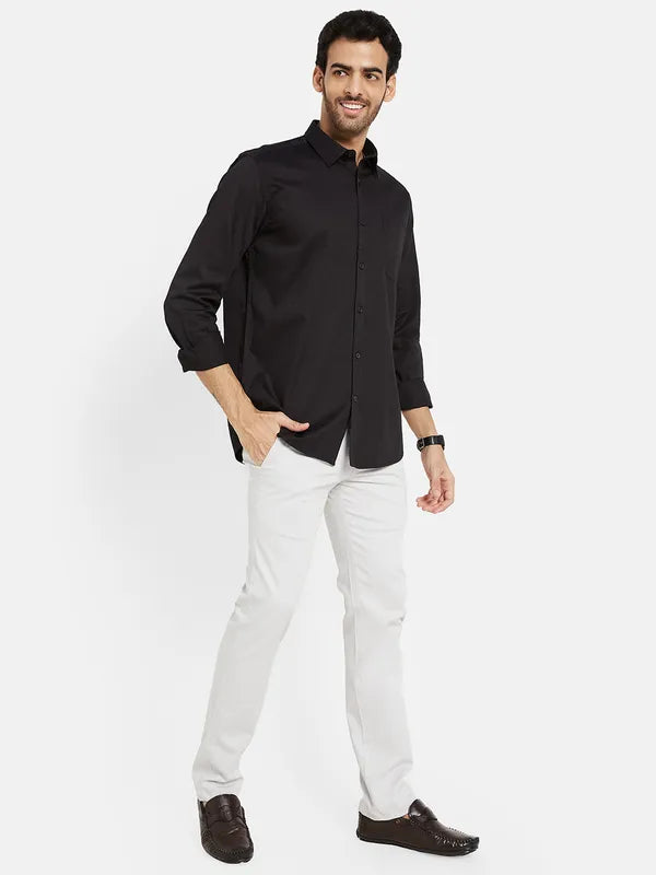 Mettle Men Black Opaque Casual Shirt