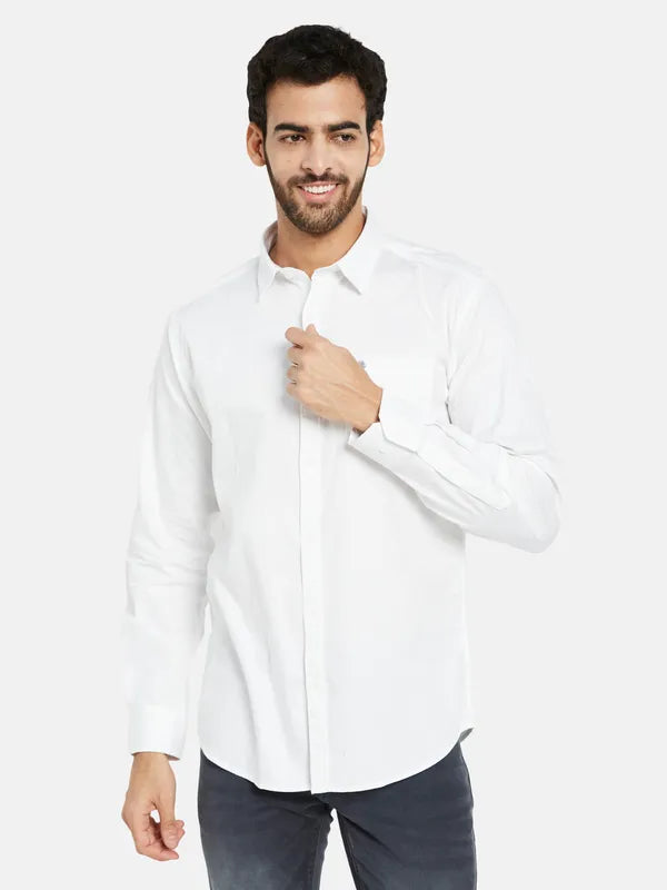 Mettle Men White Opaque Casual Shirt