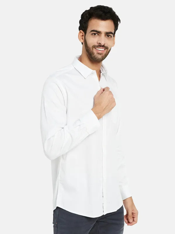 Mettle Men White Opaque Casual Shirt