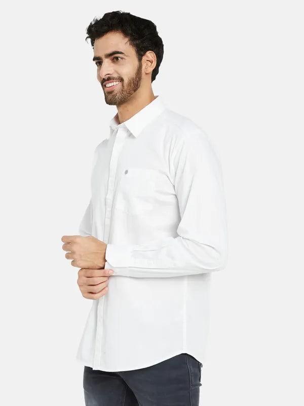 Mettle Men White Opaque Casual Shirt