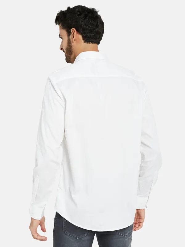 Mettle Men White Opaque Casual Shirt