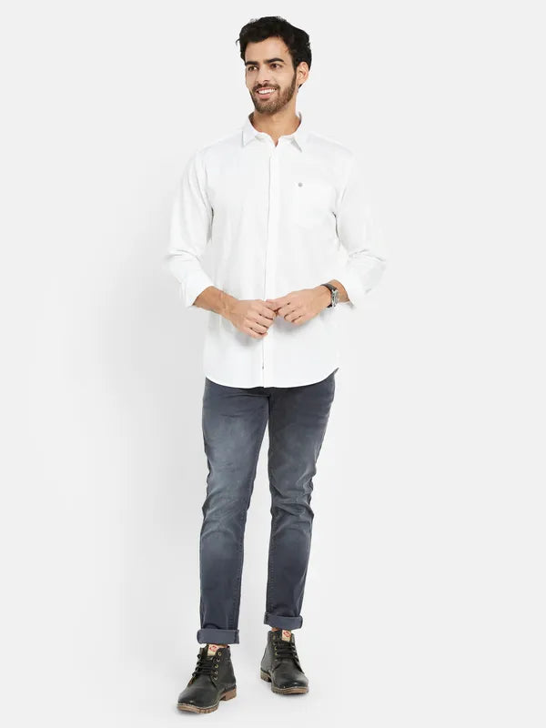 Mettle Men White Opaque Casual Shirt