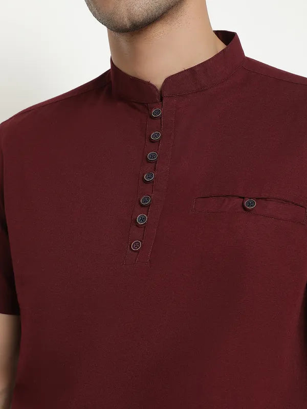 Mettle Men Maroon Opaque Casual Shirt