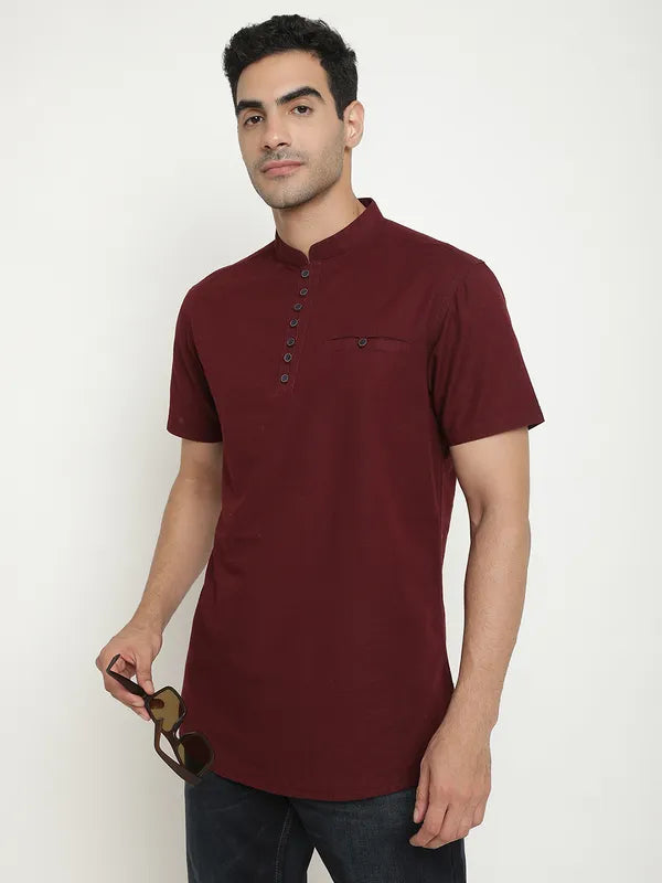 Mettle Men Maroon Opaque Casual Shirt